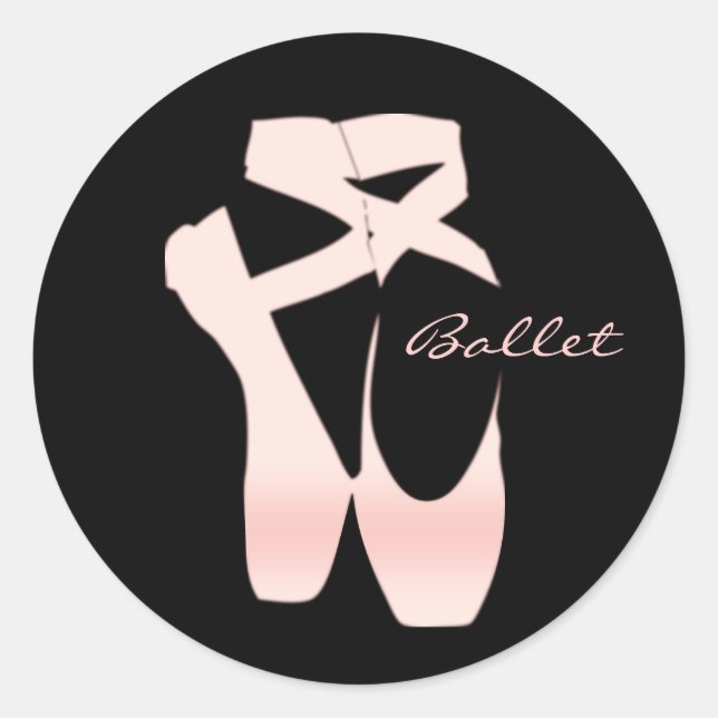 Personalized Soft Gradient Pink Ballet Shoes Classic Round Sticker (Front)