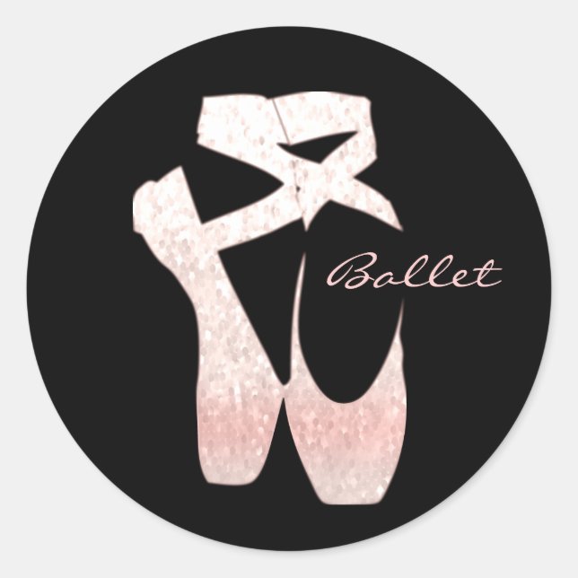 Personalized Soft Gradient Pink Ballet Shoes Classic Round Sticker (Front)