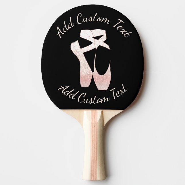 Personalized Soft Gradient Pink Ballet Shoes Ping Pong Paddle (Front)