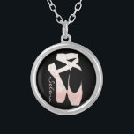 Personalized Soft Gradient Pink Ballet Shoes Silver Plated Necklace<br><div class="desc">Personalize it with recipient's name or customize it with your own text,  and you can also change the font,  size,  & colour of the text,  move it,  rotate it. Or delete the text if you'd rather have it without.</div>