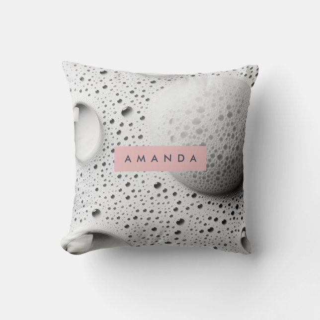 Personalized Soft Grey Bubble Texture Design Throw Pillow (Front)