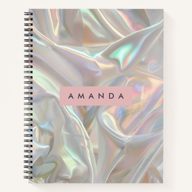 Personalized Soft Iridescent Pearl Shimmer Notebook (Front)