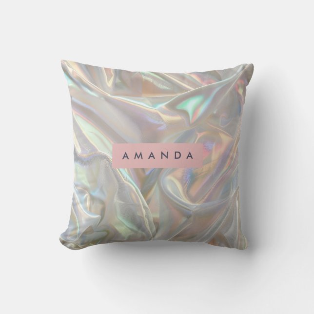 Personalized Soft Iridescent Pearl Shimmer Throw Pillow (Front)