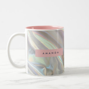 Personalized Soft Iridescent Pearl Shimmer Two-Tone Coffee Mug