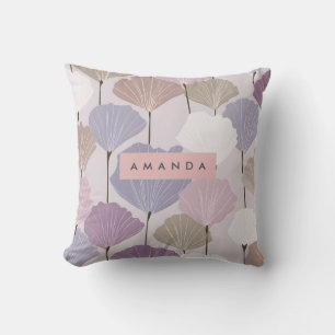 Personalized Soft Mauve and Lilac Floral Elegance Throw Pillow