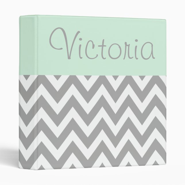 Personalized Soft Mint Grey Binder (Front/Spine)