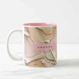 Personalized Soft Neutral Paint Texture  Two-Tone Coffee Mug