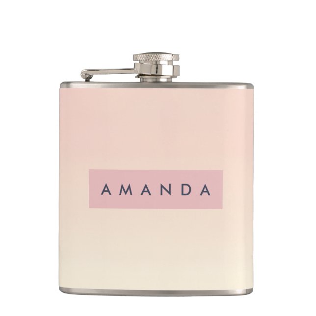 Personalized Soft Pastel Blush Gradient Hip Flask (Front)