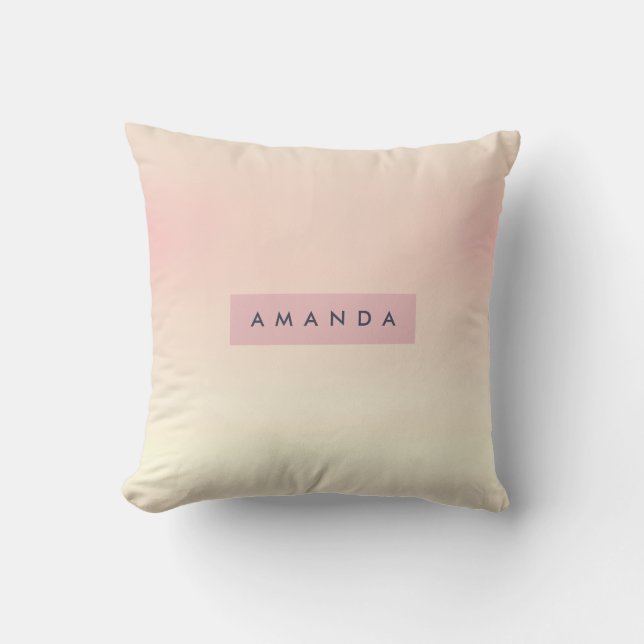 Personalized Soft Pastel Blush Gradient Throw Pillow (Front)