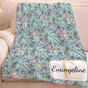 Personalized Soft Pastel Floral Aesthetic Bottles Fleece Blanket