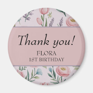 Personalized Soft Pastel Floral Roses & Tulips Magnet