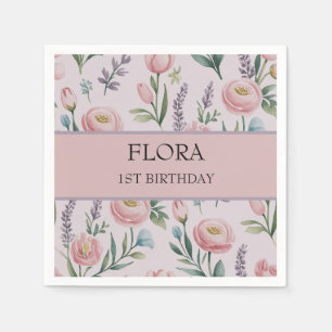 Personalized Soft Pastel Floral Roses & Tulips Napkin