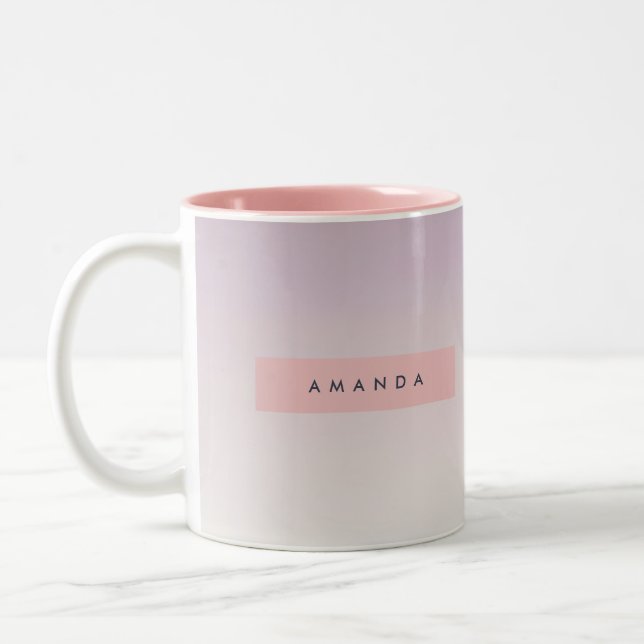 Personalized Soft Pastel Lavender Gradient Two-Tone Coffee Mug (Left)