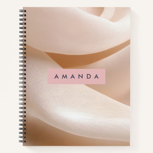 Personalized Soft Pastel Minimal Fabric Texture  Notebook (Front)