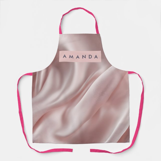 Personalized Soft Pastel Satin Elegance Apron (Front)