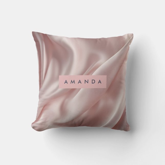 Personalized Soft Pastel Satin Elegance Throw Pillow (Front)