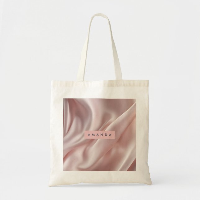Personalized Soft Pastel Satin Elegance Tote Bag (Front)