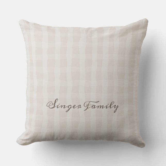 Personalized Soft Pink Dainty Plaid  Throw Pillow (Front)