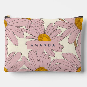 Personalized Soft Pink Daisy Flower Accessory Pouch