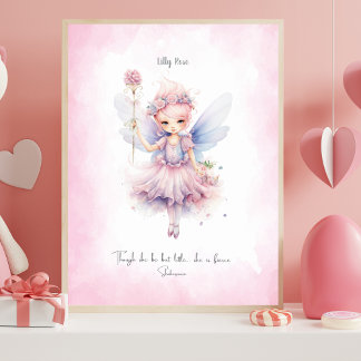 Personalized Soft Pink Fairy Nursery Wall Art
