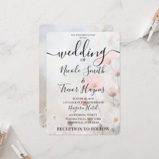 Personalized Soft Red Flowers Wedding Invitation