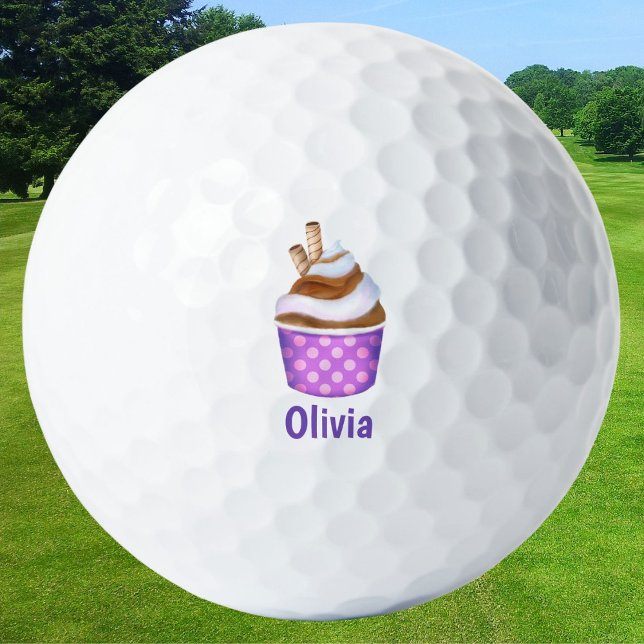 Personalized Soft Serve Ice Cream Golf Balls (Sweet custom golf balls for ice cream lovers on the course.)