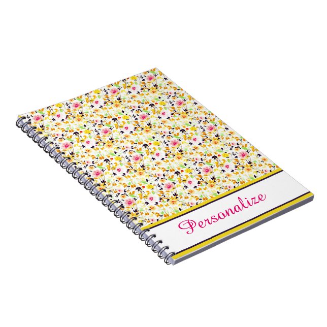 Personalized Soft spring floral Notebook (Right Side)