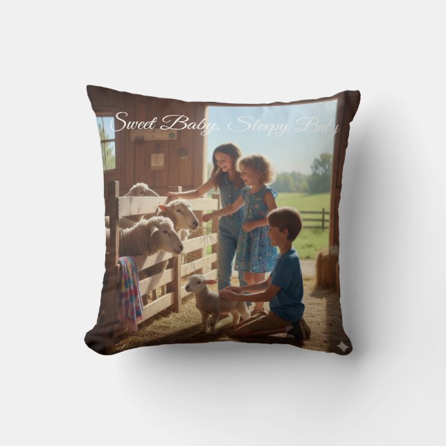 Personalized Soft Sweet Baby Girl Boy Keepsake Throw Pillow (Front)
