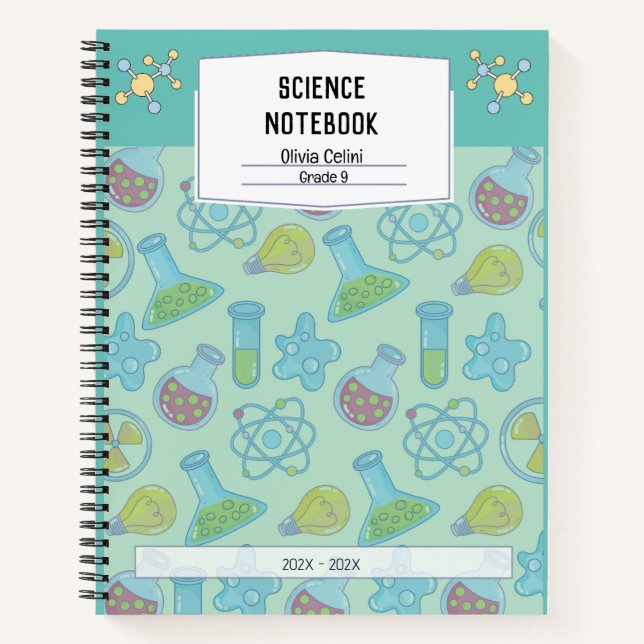 Personalized Soft Yellow Playful Science Notebook  (Front)