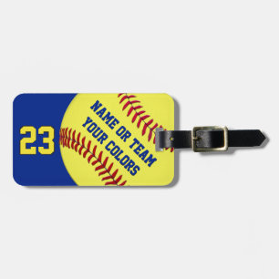Personalized Softball Bag Tags, Your TEXT, COLORS Luggage Tag