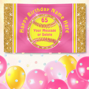 Personalized Softball Birthday Party Decorations Banner