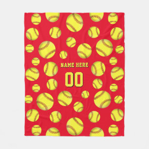 Personalized Softball Blanket, Name, Number, Fleece Blanket