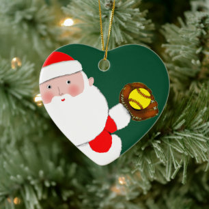 Personalized Softball Christmas Collectable Ceramic Ornament