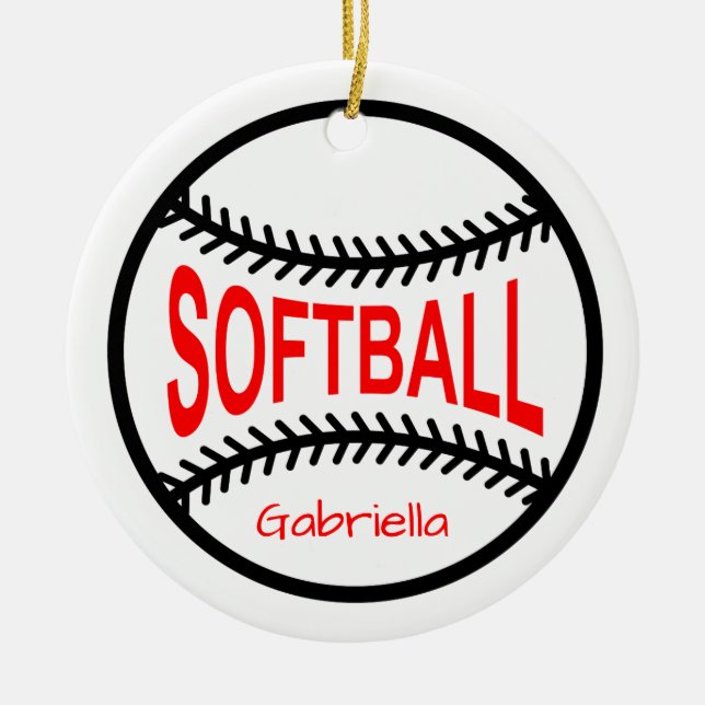 Personalized Softball Christmas Ornament (Front)