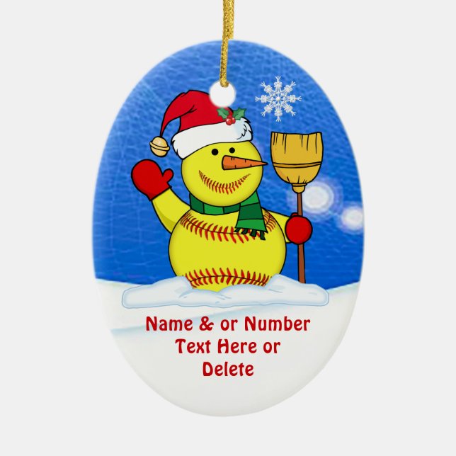Personalized Softball Christmas Tree Ornaments (Front)