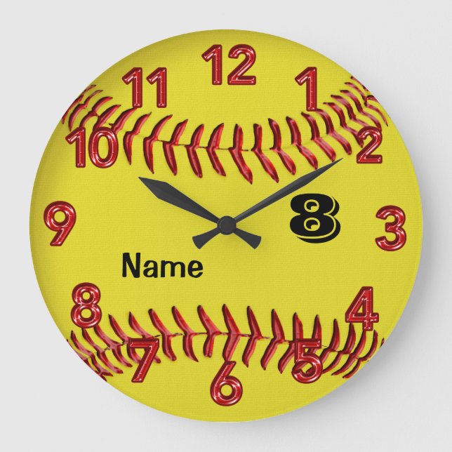 Personalized Softball Clock with NUMBER and NAME (Front)