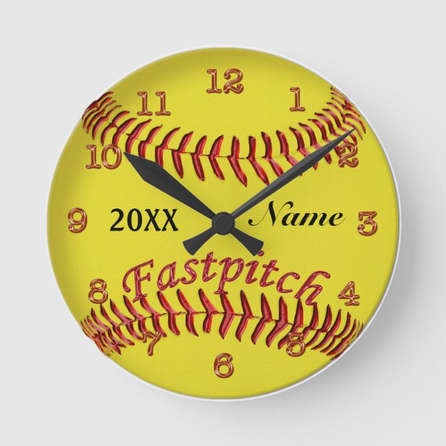 Personalized Softball Clocks Your NAME and YEAR (Front)