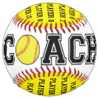 Personalized softball coach ball - yellow team