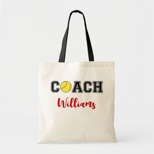 Personalized softball coach team tote bag (Front)