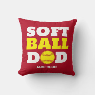 Personalized Softball Dad Father's Day Throw Pillow
