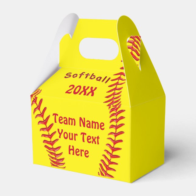 Personalized Softball Favour Box YOUR TEXT, COLORS (Front Side)