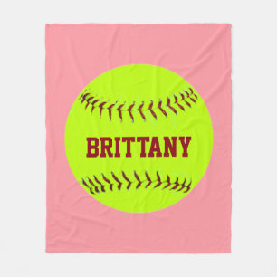 Personalized Softball Fleece Blanket