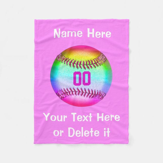 Personalized Softball Fleece Blanket (Front)