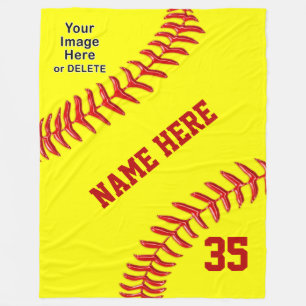 Personalized Softball Fleece Blanket, Text, Photo