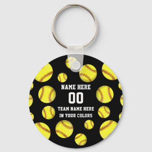 Personalized Softball Gifts Cheap in Your Colours Keychain