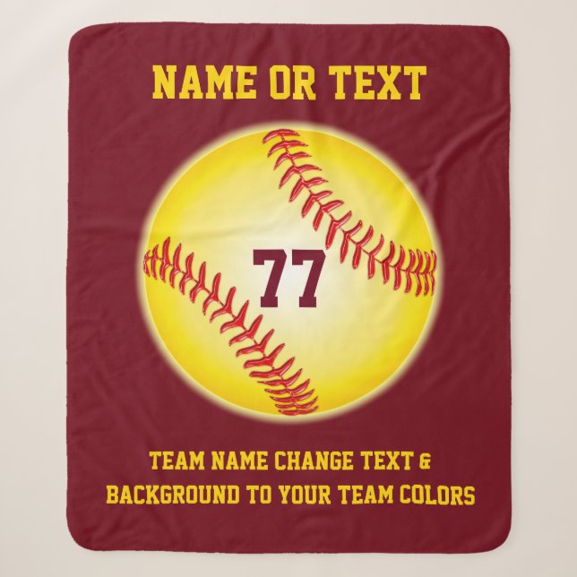 Personalized Softball Gifts for Seniors or Players Sherpa Blanket (Front)