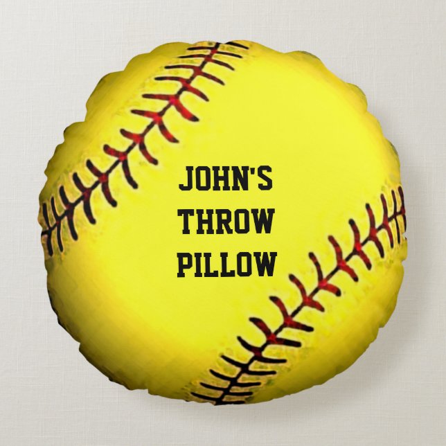 personalized softball gifts round pillow (Front)