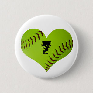 Personalized softball heart 2 inch round button