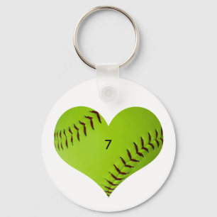 Personalized softball heart keychain