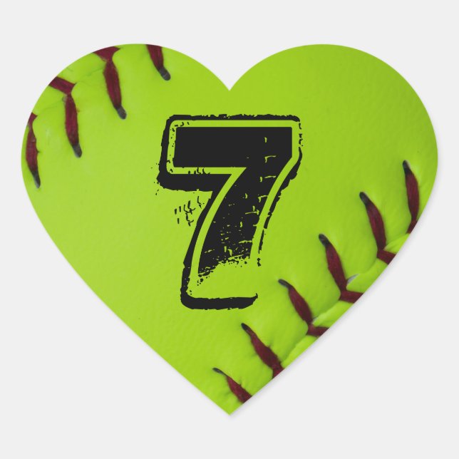 Personalized Softball Heart sticker (Front)
